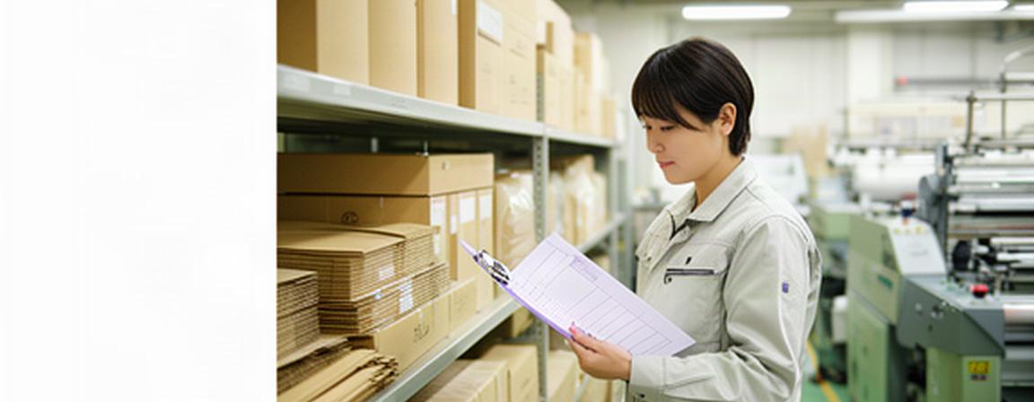 宮崎の紙製品工場で記録書類を確認する担当者と整然と保管された製品情報